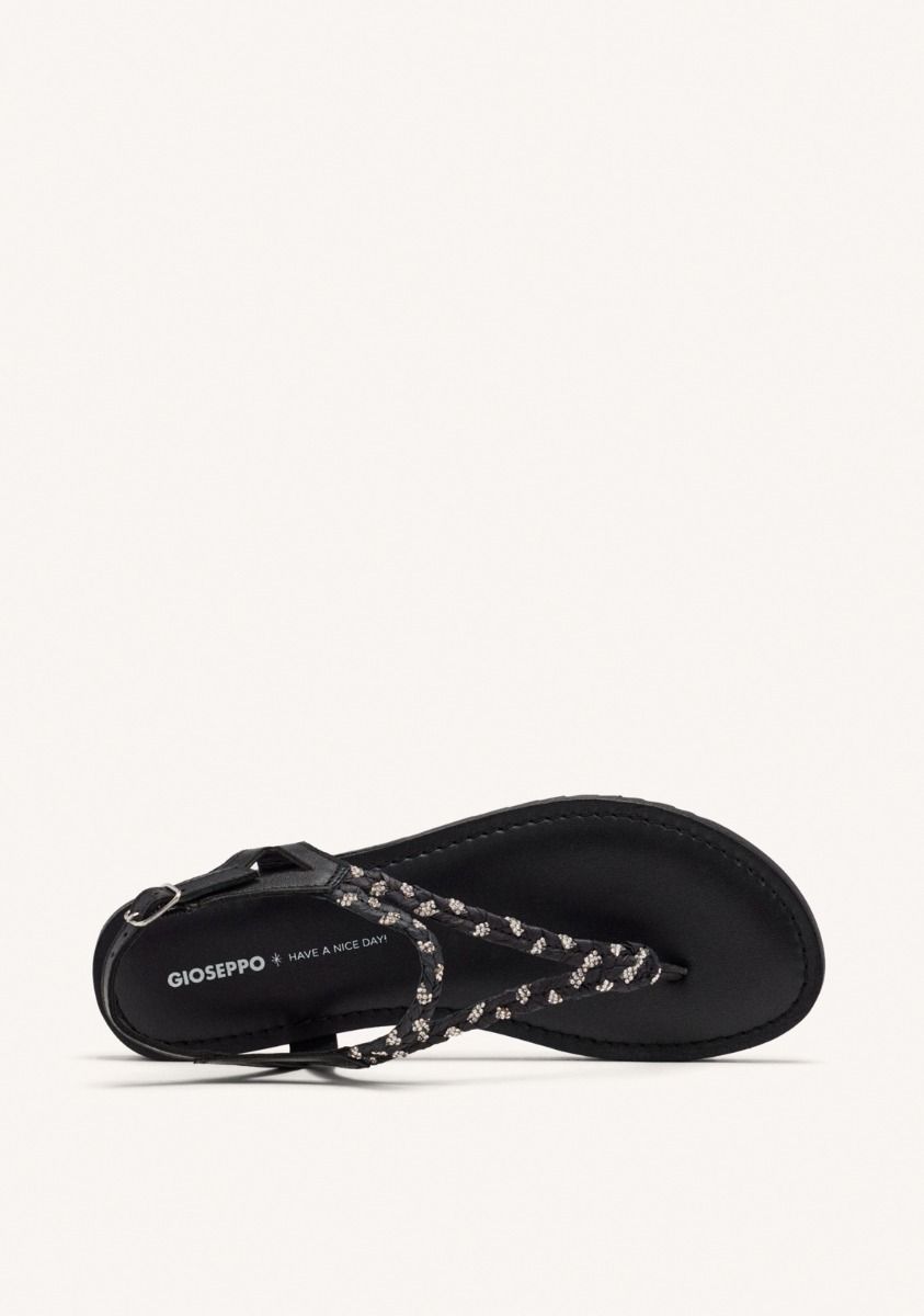 SANDALIAS GRIEGAS PIEL, RAFIA Y BRILLO LIMINGTON - NEGRO