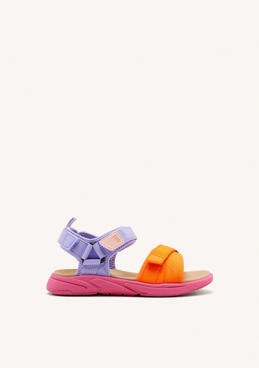 CHANCLAS DEPORTIVAS COLOR FUCSIA CON ACENTOS DE COLOR PARA NIÃA Y NIÃO BUNNEL - FUXIA