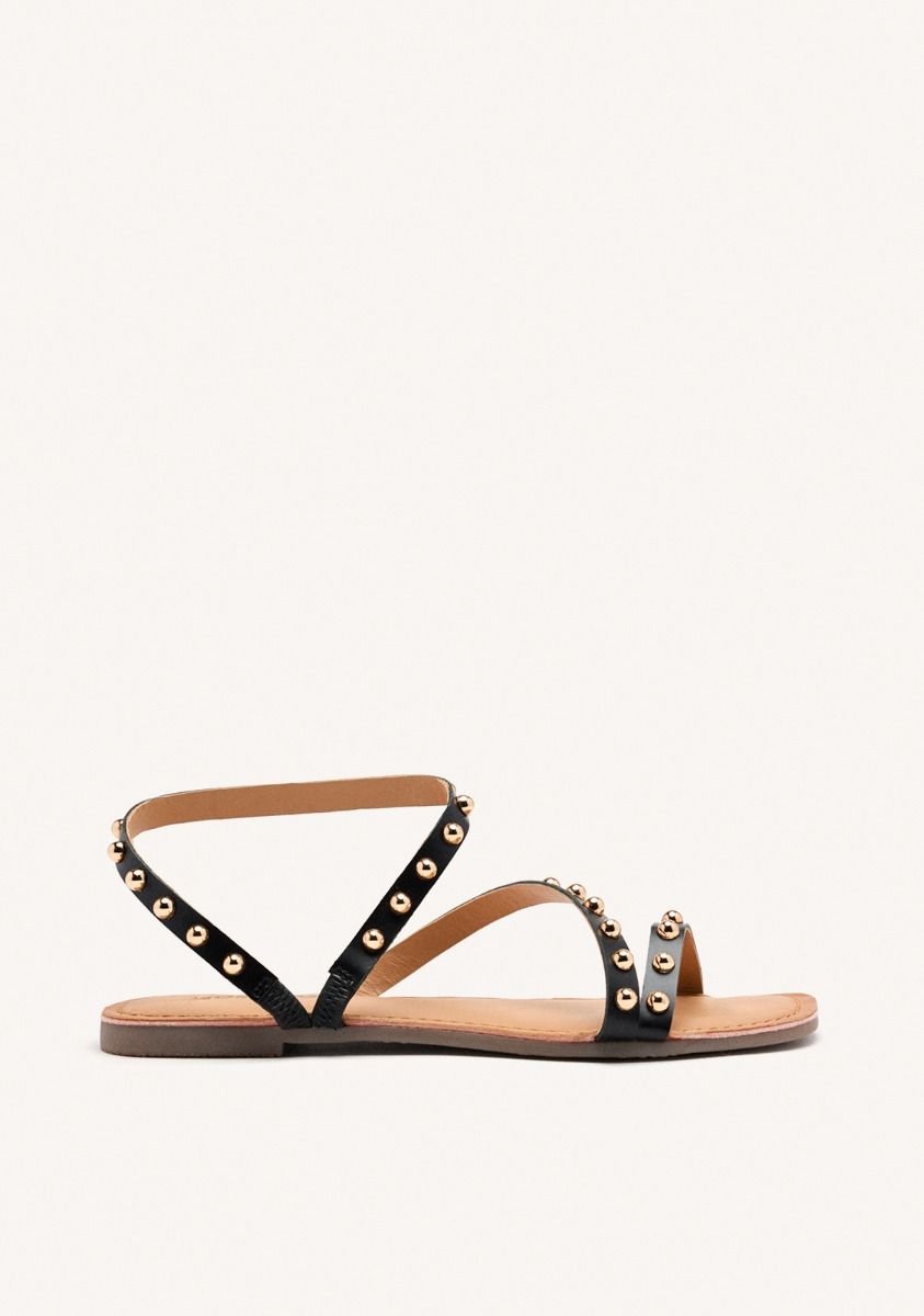 SANDALIAS PIEL TACHAS NECEDAH - NEGRO