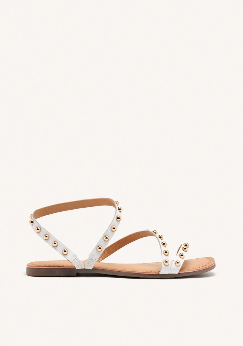 SANDALIAS PIEL TACHAS NECEDAH - BLANCO