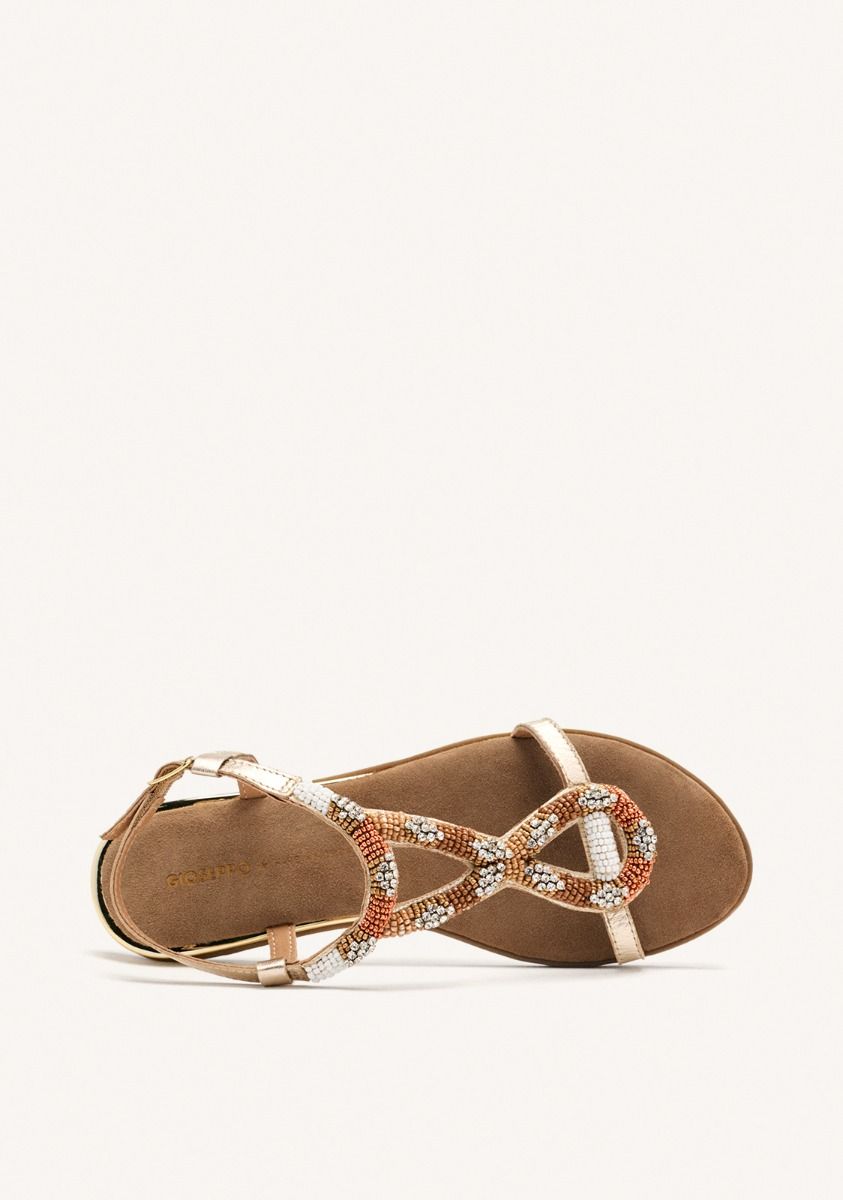 SANDALIAS PIEL ABALORIOS TILTON - PLATINO