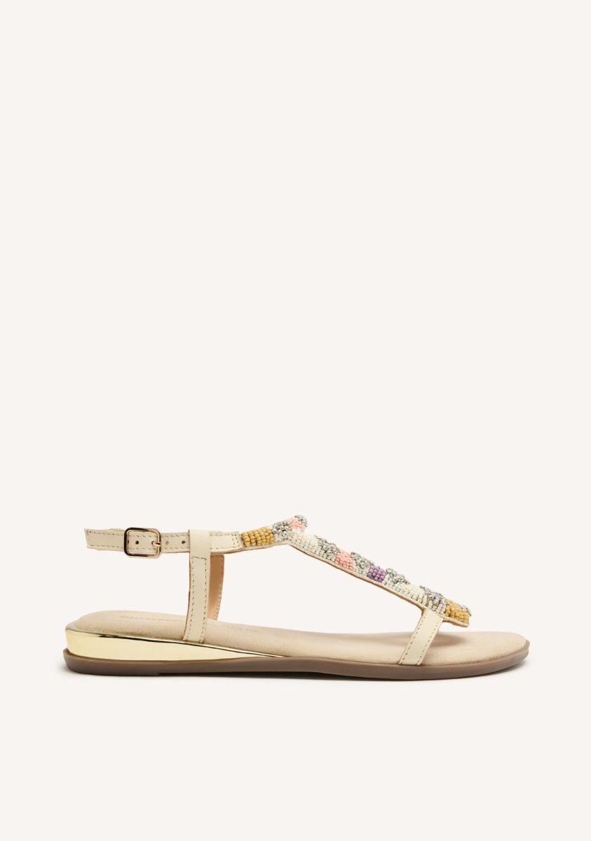 SANDALIAS PIEL ABALORIOS TILTON - MALVA