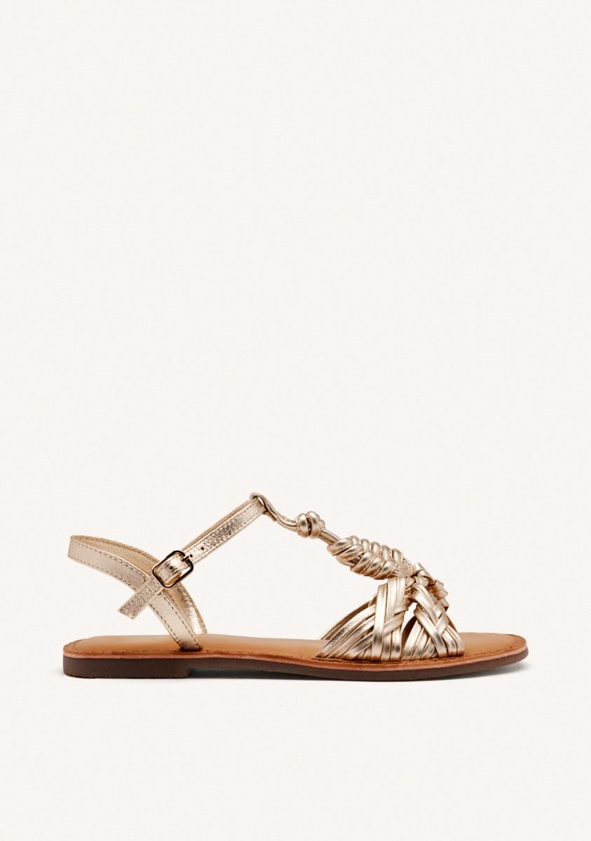 SANDALIAS PIEL NUDOS WALDEN - PLATINO