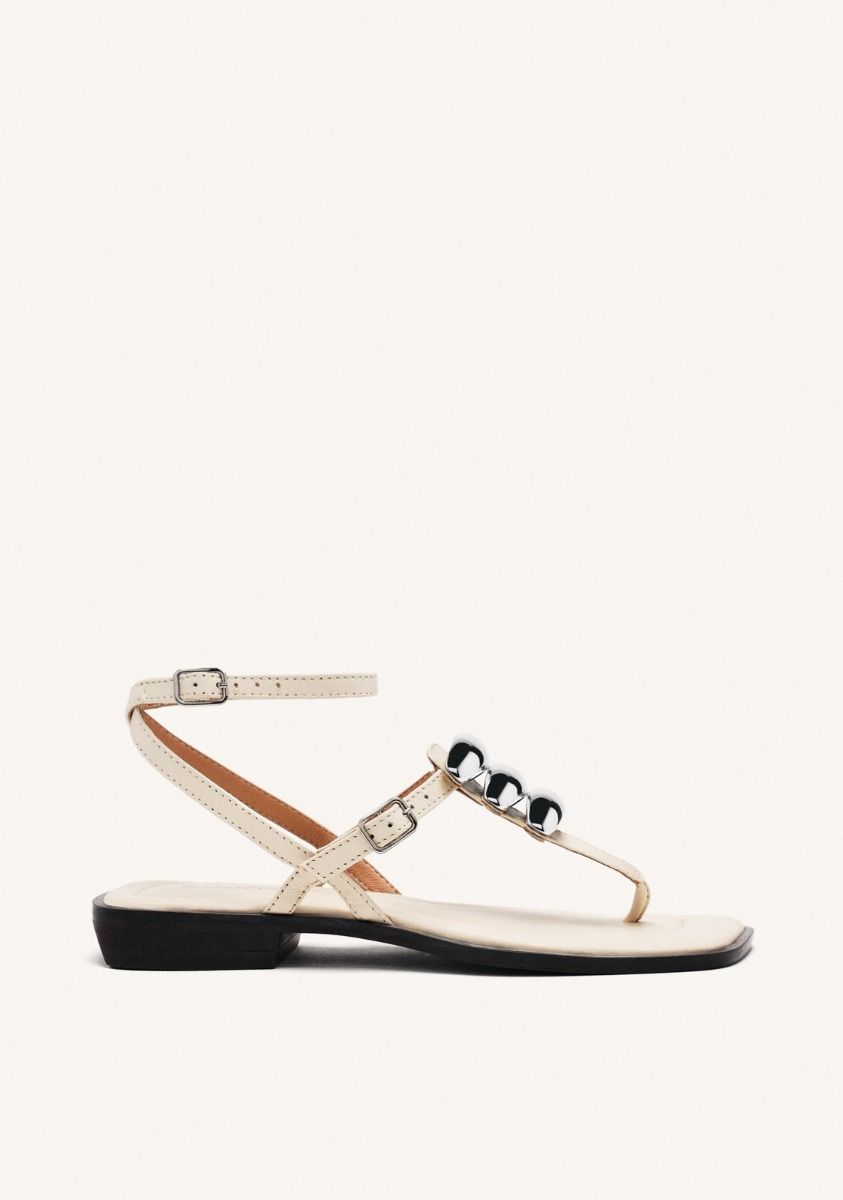 SANDALIAS GRIEGAS PIEL JOYAS RESEBURG - OFF-WHITE