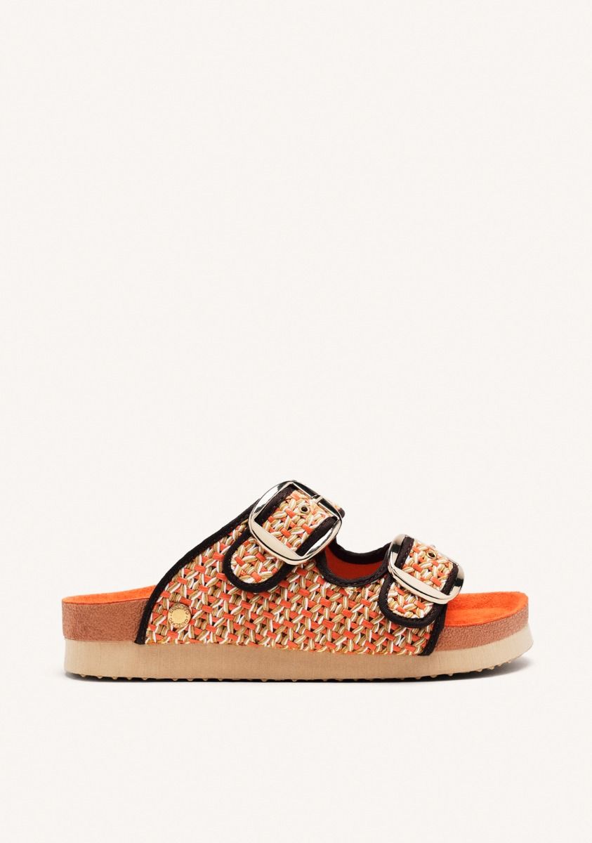 SANDALIAS RAFIA Y HEBILLAS PERSHING - NARANJA