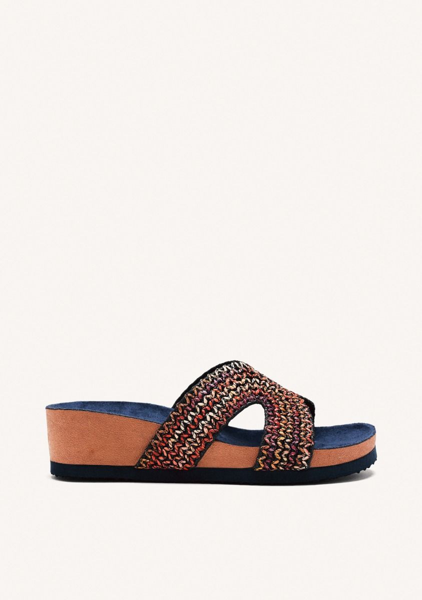 SANDALIAS RAFIA CUÃA PACIFIC - MARINO