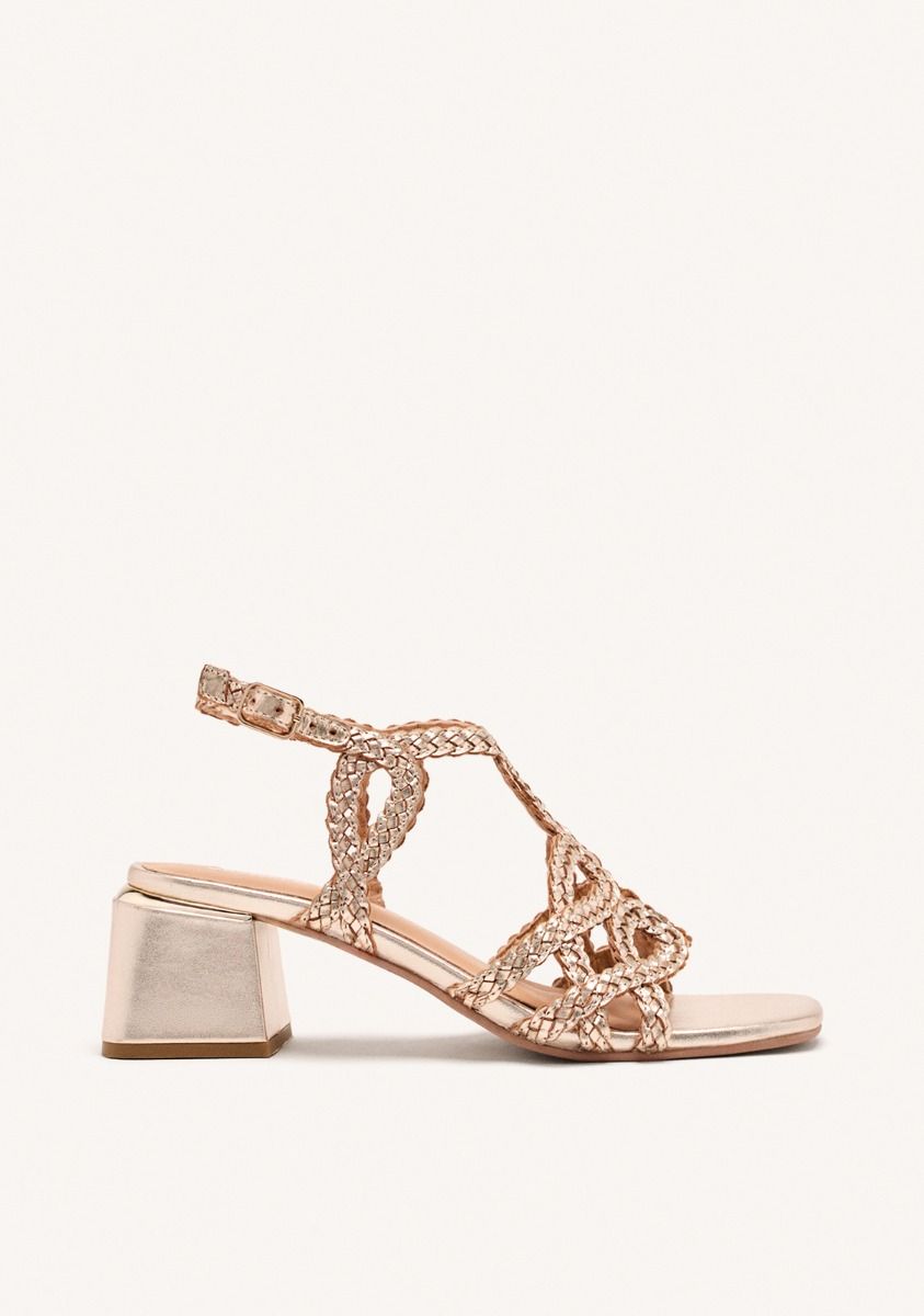 SANDALIAS PIEL TRENZADA CRESCENT - PLATINO