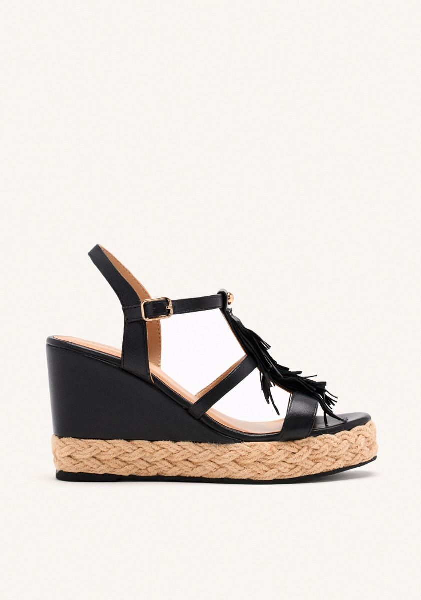 SANDALIAS CUÃA PIEL FLECOS ELDERON - NEGRO
