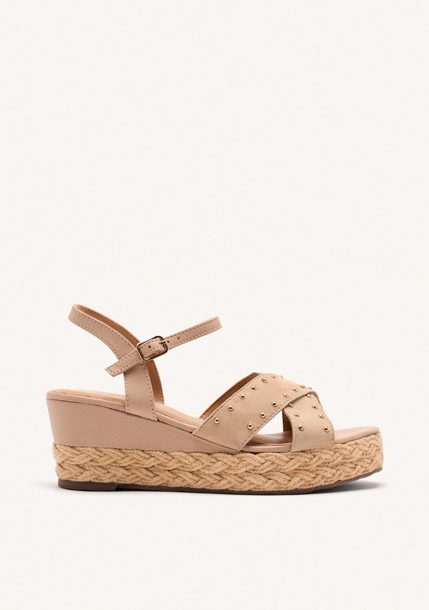 SANDALIAS PIEL Y CUÃA RAFIA GILSUM - NUDE