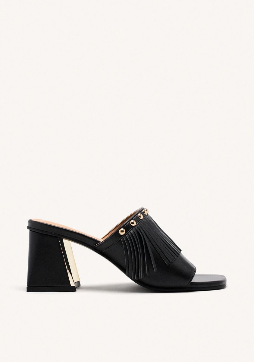 MULES TACÃN Y PIEL FLECOS DIXFIELD - NEGRO