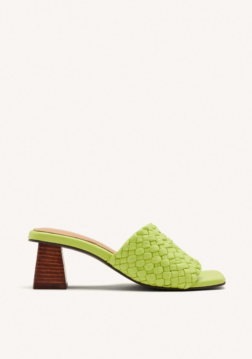 SANDALIAS MULES TACÃN Y PIEL TRENZADA COLRAIN - LIMA