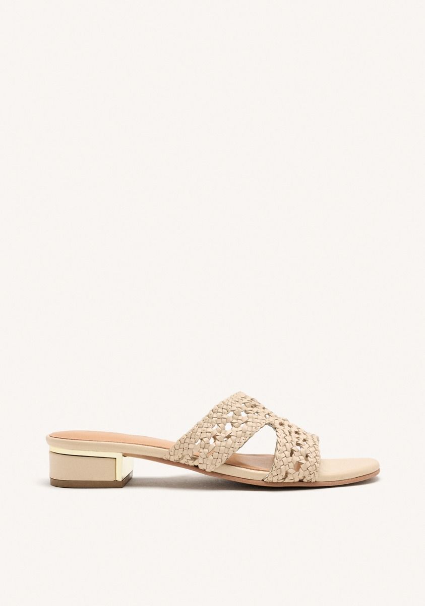 SANDALIAS MULES PIEL TRENZADA LINN - OFF-WHITE