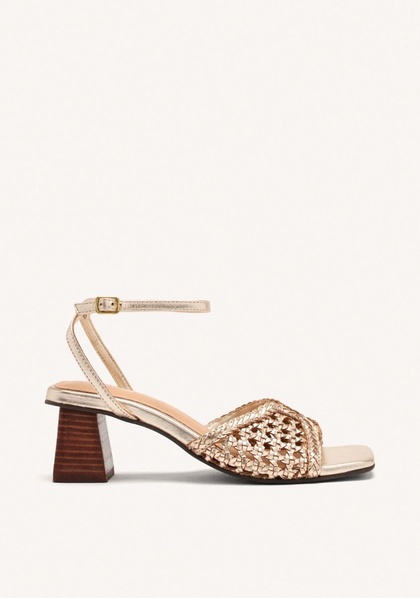 SANDALIAS PIEL TRENZADA TACÃN BURNSIDE - PLATINO