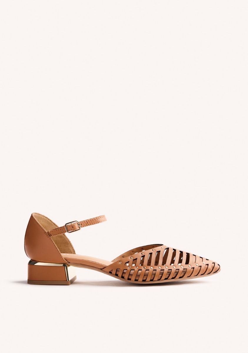 BAILARINAS TIRAS TACÃN PIEL FLETCHER - CAMEL