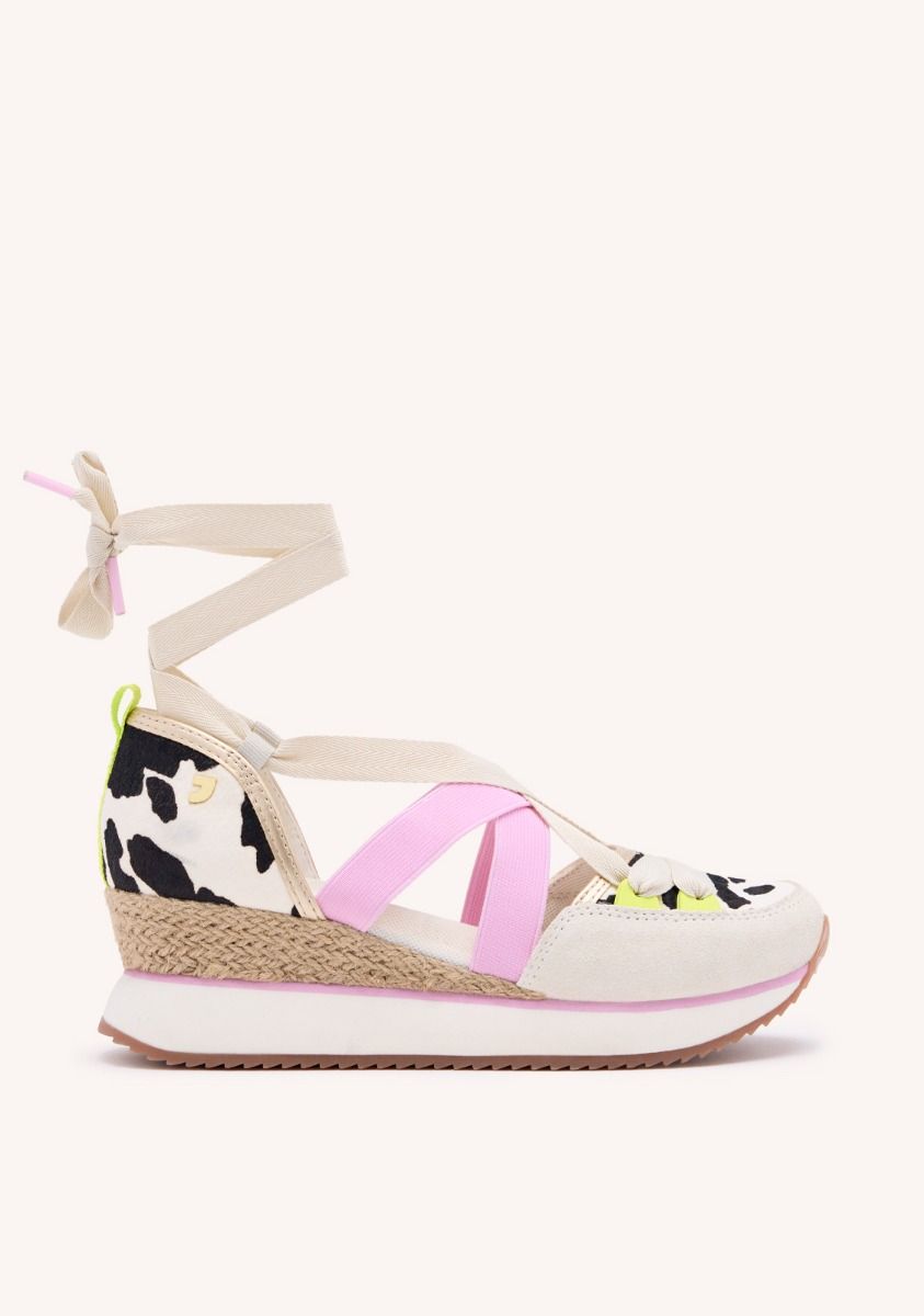 ZAPATILLAS ABIERTAS PIEL VACA Y CUÃA RAFIA LUDLOW - VACA