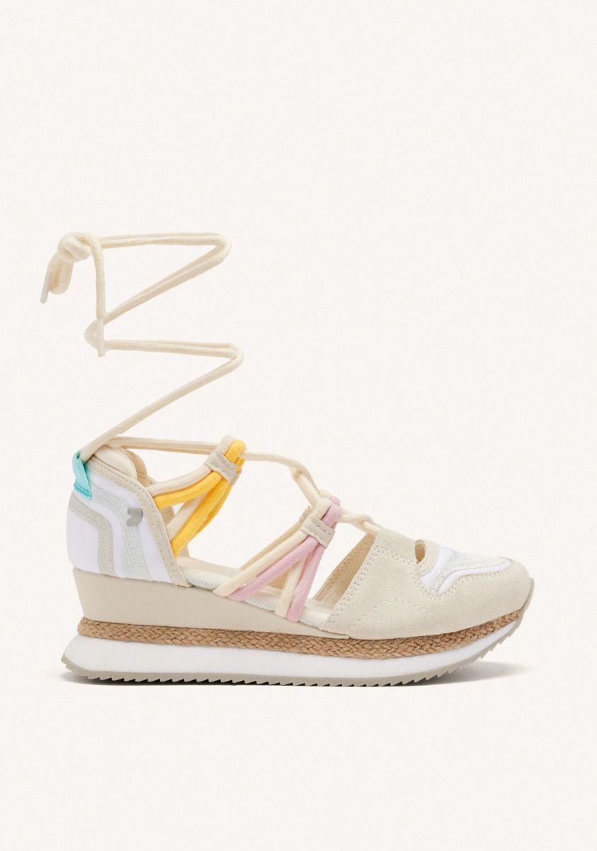 ZAPATILLAS ABIERTAS PIEL CUÃA RAFIA BRIDPORT - BLANCO