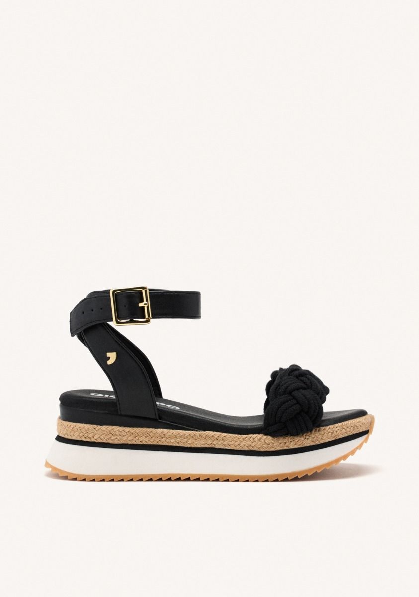 SANDALIAS TRENZADO PLATAFORMA RAFIA HAMPSTEAD - NEGRO