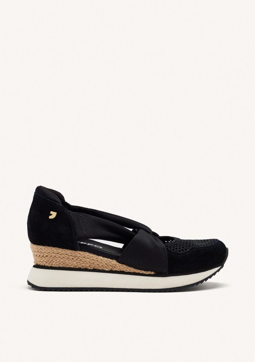 ZAPATILLAS ABIERTAS PIEL CUÃA RAFIA DARLINGTON - NEGRO