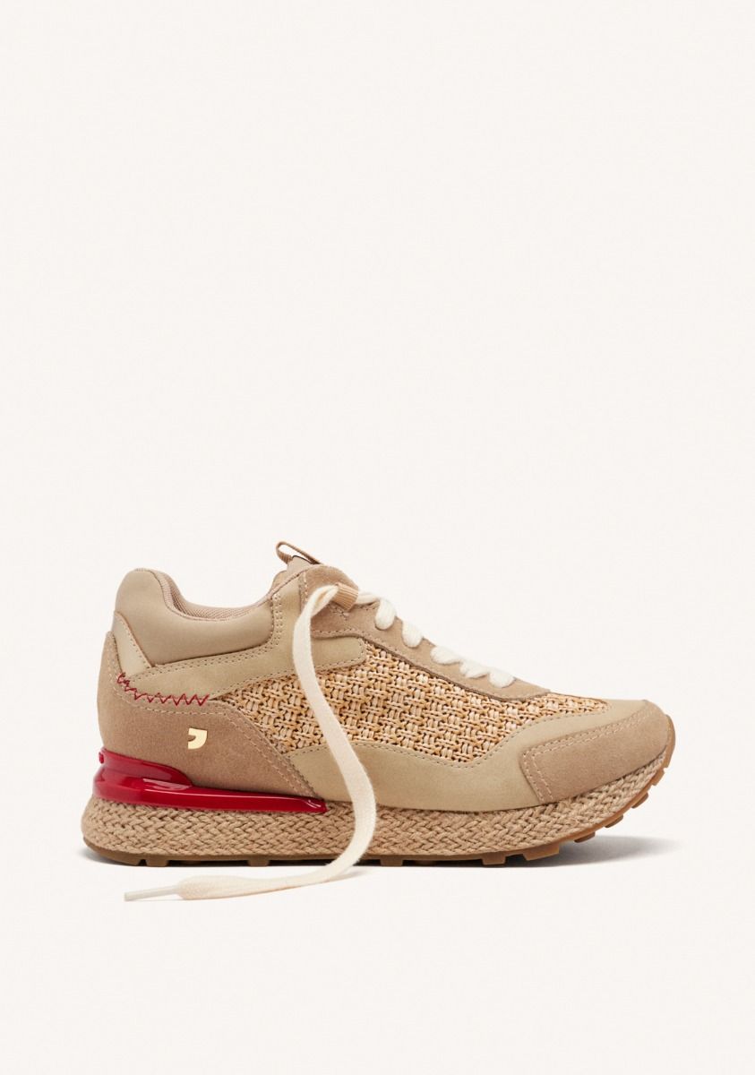 ZAPATILLAS PIEL CUÃA RAFIA HARDING - BEIG