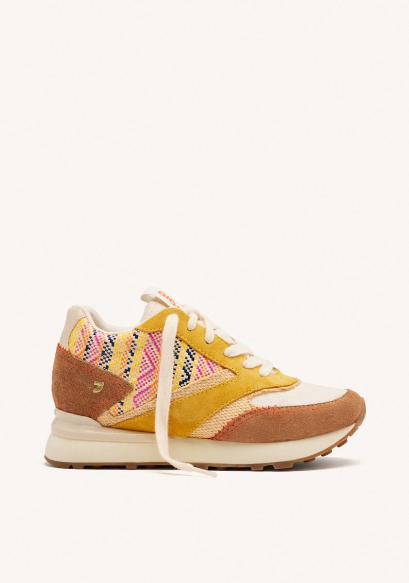 ZAPATILLAS PIEL CUÃA RAFIA MORRILL - MOSTAZA
