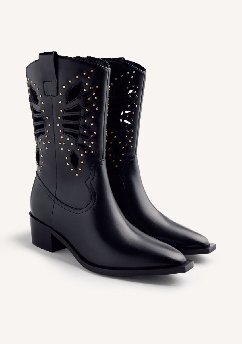 BOTAS COWBOY PIEL TAKABA - NEGRO