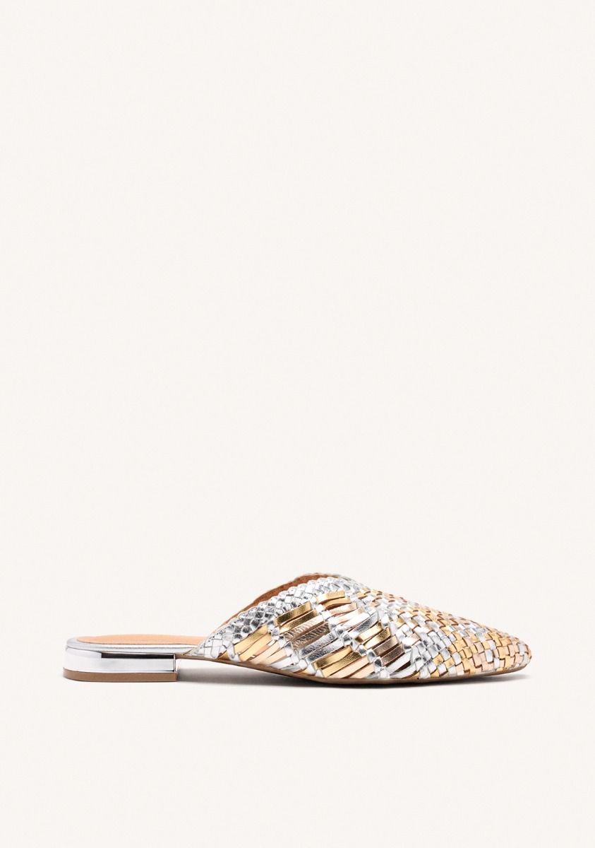 BABUCHAS PIEL TRENZADA LAGRANGE - PLATA