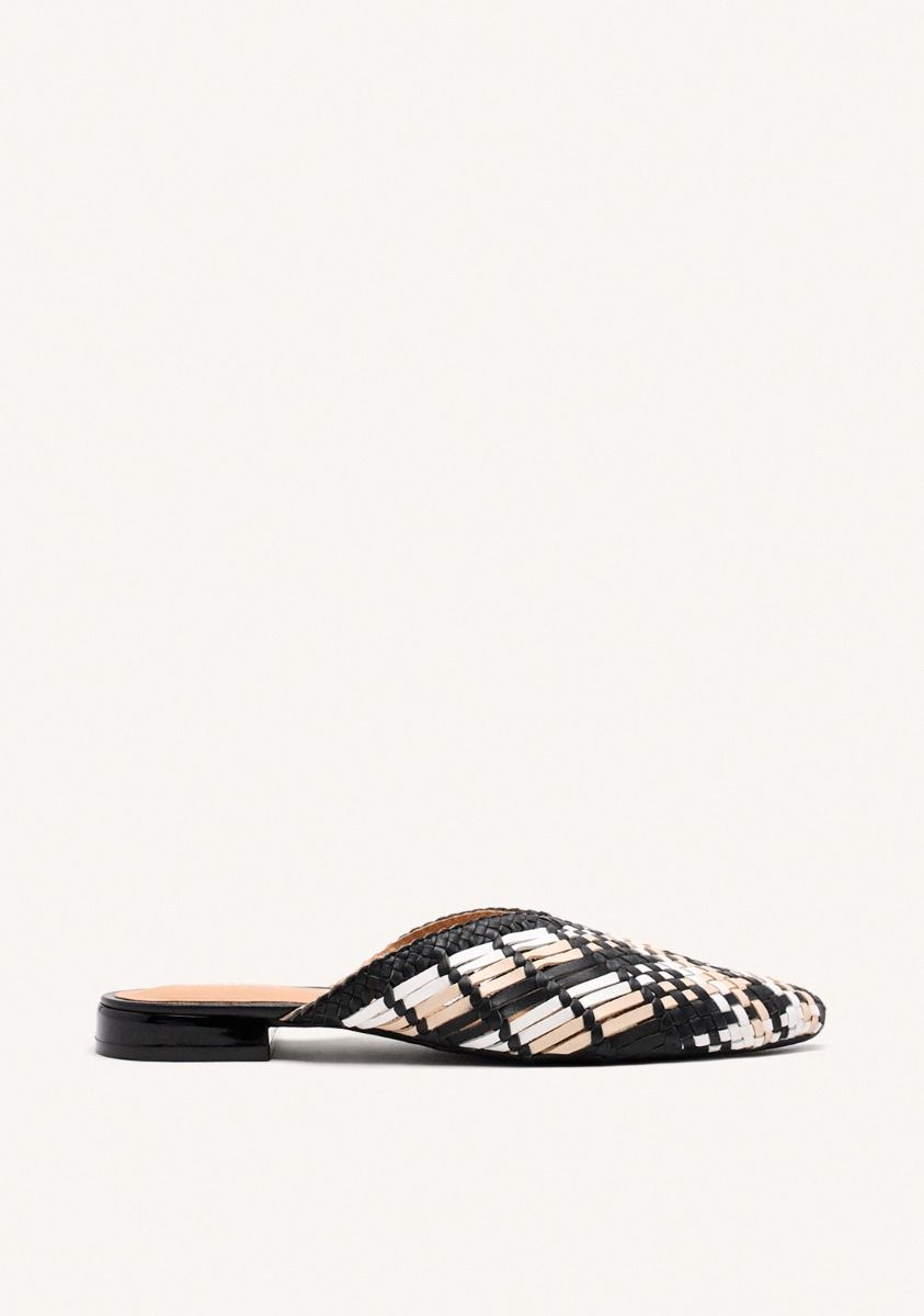 BABUCHAS PIEL TRENZADA LAGRANGE - NEGRO