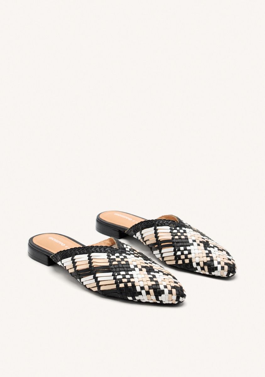 BABUCHAS PIEL TRENZADA LAGRANGE - NEGRO