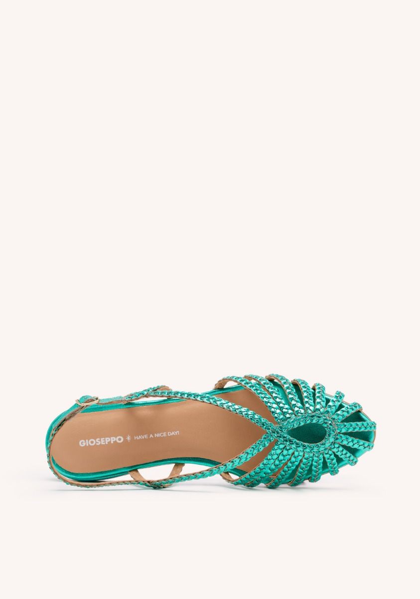 MULES PIEL TRENZADA HINGHAM - AGUAMARINA