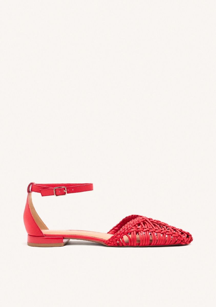 BAILARINAS PIEL TRENZADA BINGHAM - ROJO