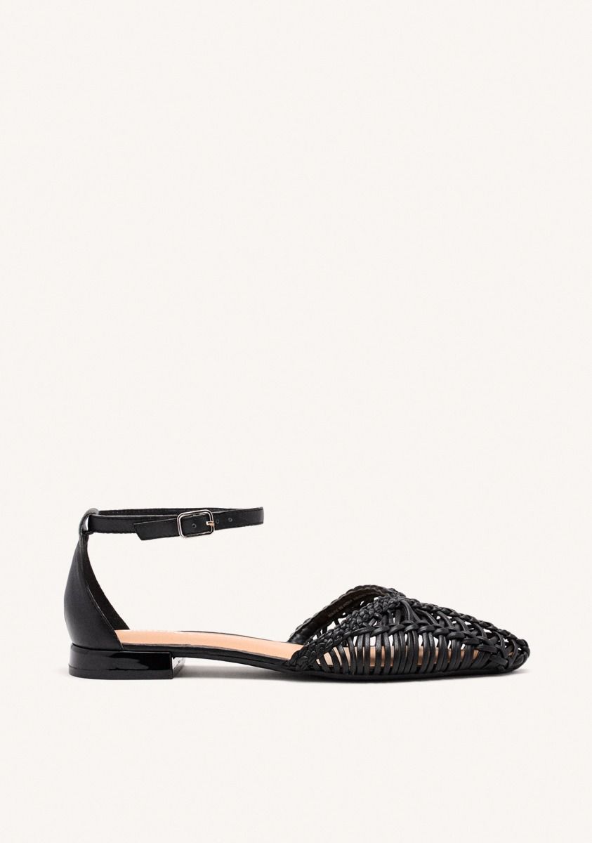 BAILARINAS PIEL TRENZADA BINGHAM - NEGRO