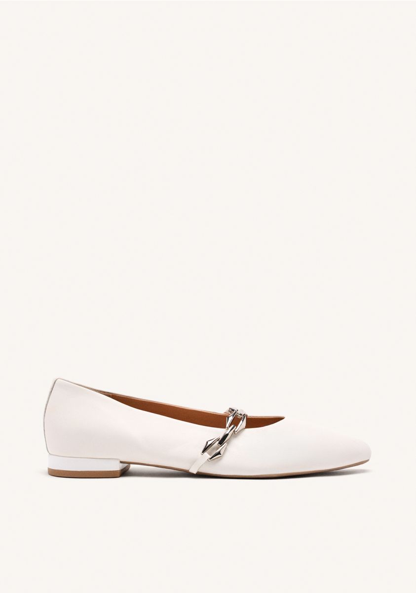 BAILARINAS PIEL CADENA HALLIE - BLANCO