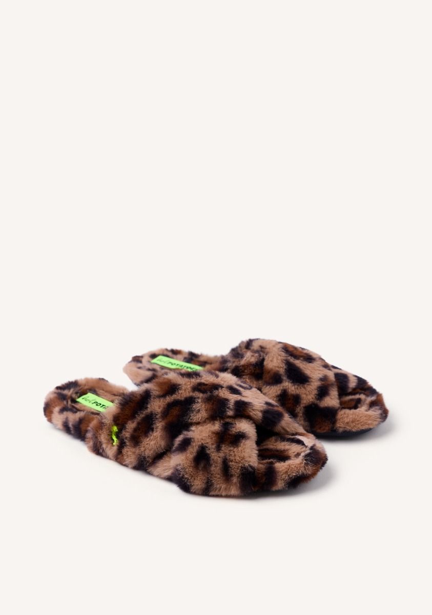 ZAPATILLAS DE CASA ABIERTAS PELO LEOPARDO BRESSEMER - LEOPARDO