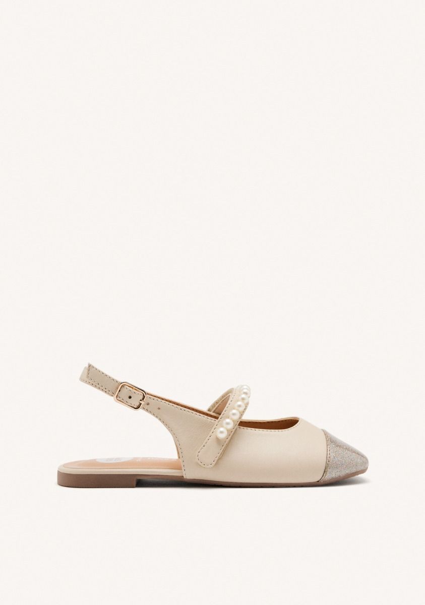 BAILARINAS DESTALONADAS PERLAS PIEL HAWLEY - OFF-WHITE