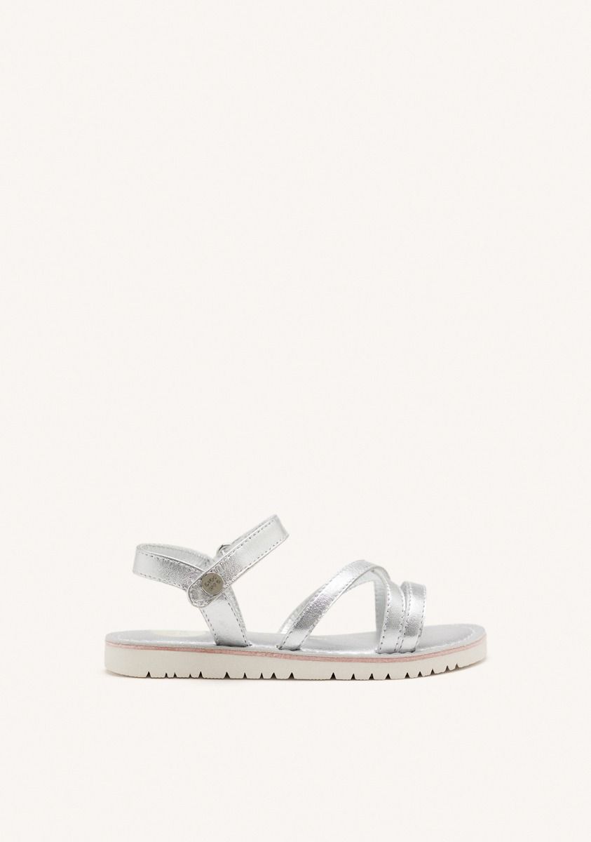 SANDALIAS TIRAS PIEL TOLLAND - PLATA