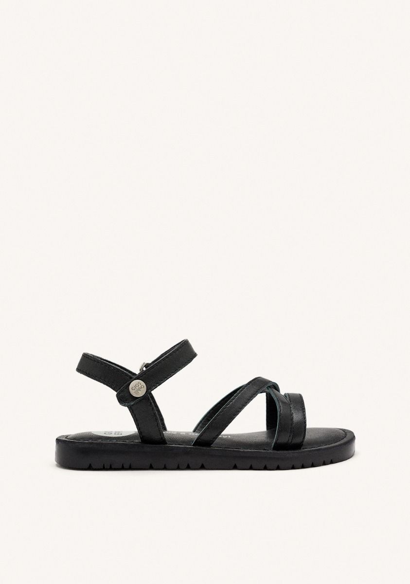 SANDALIAS TIRAS PIEL TOLLAND - NEGRO