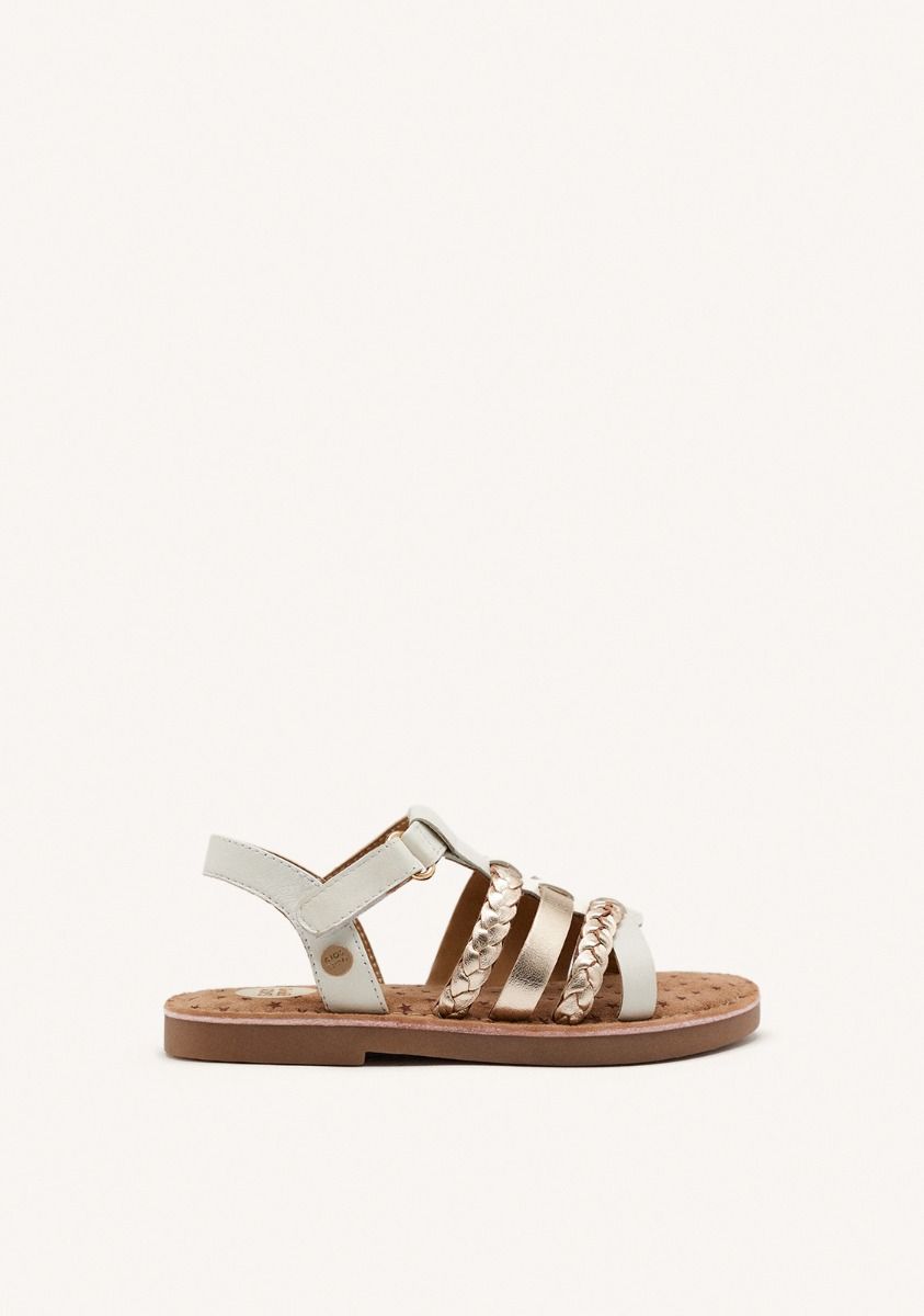 SANDALIAS PIEL TRENZADA POYSIPPI - PLATINO
