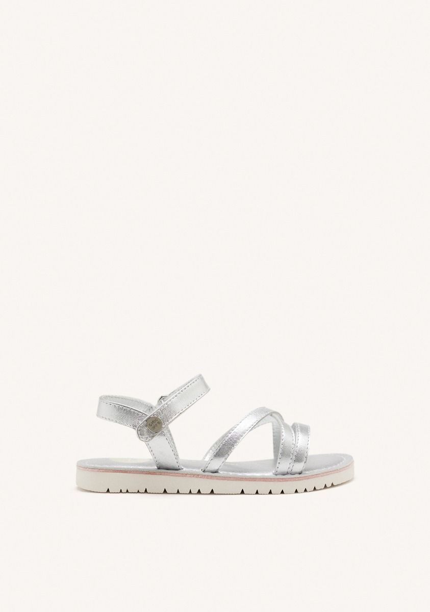 SANDALIAS TIRAS PIEL TOLLAND - PLATA