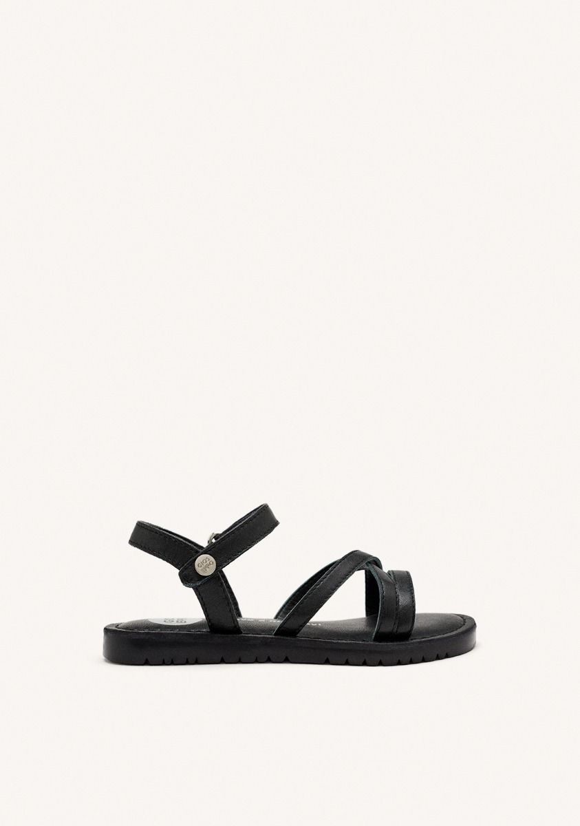 SANDALIAS TIRAS PIEL TOLLAND - NEGRO