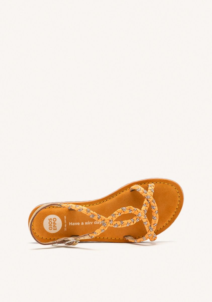 SANDALIAS PIEL, STRASS Y RAFIA WENHAM - MOSTAZA