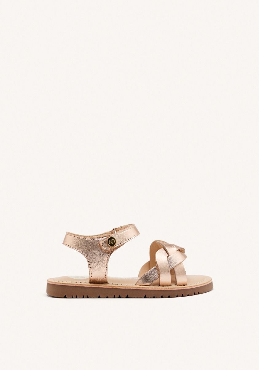SANDALIAS PIEL TRENZADA ROWLEY - ORO ROSADO