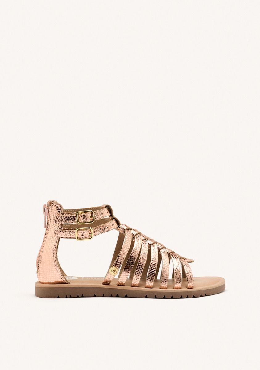 SANDALIAS ROMANAS PIEL ONALASKA - ORO ROSADO