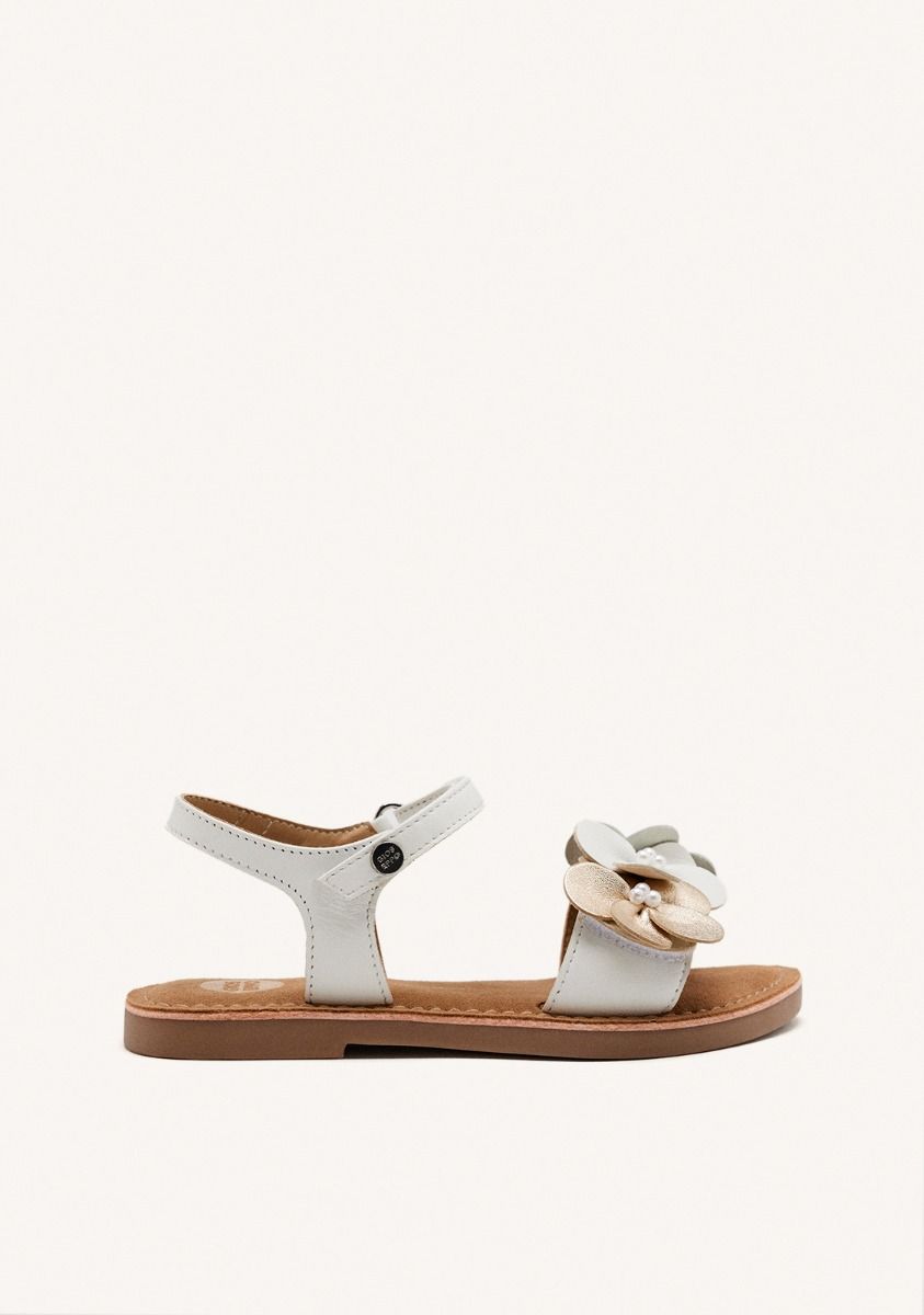 SANDALIAS FLORES PIEL BEECHER - BLANCO
