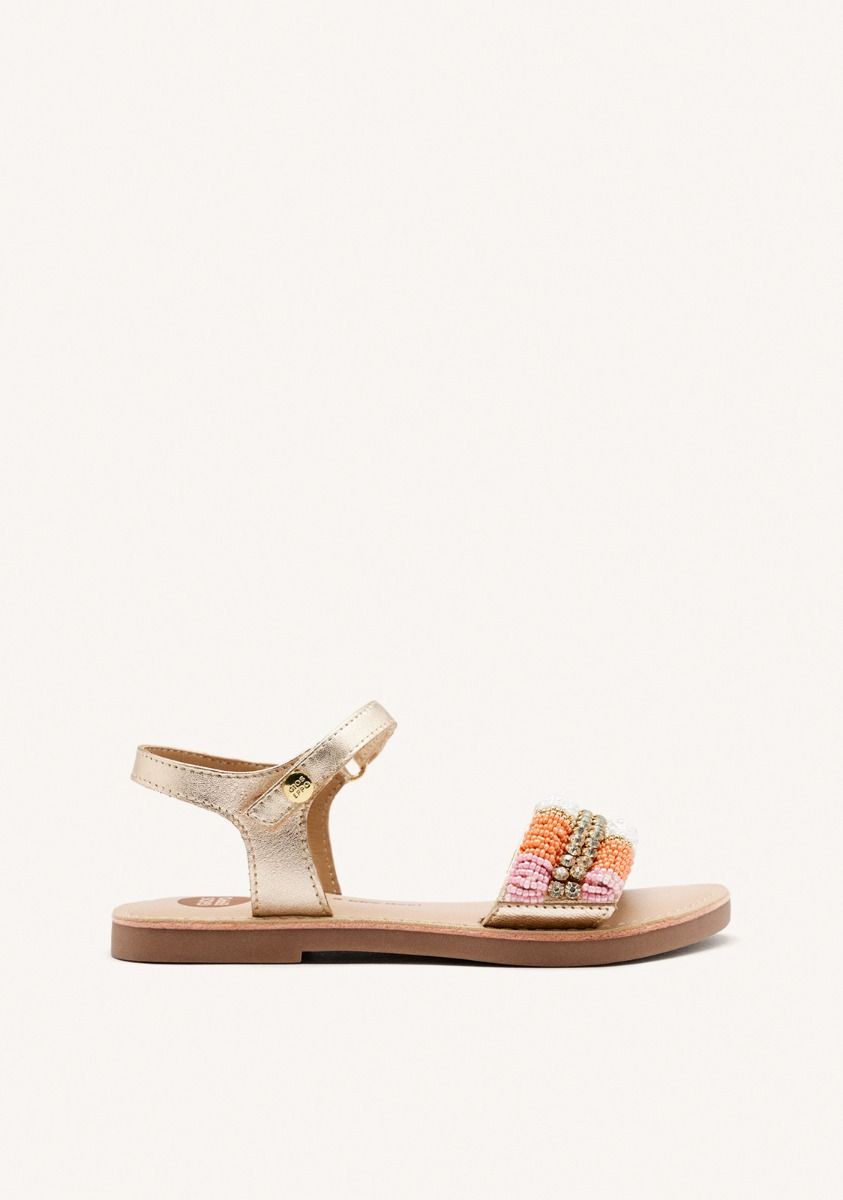 SANDALIAS ABALORIOS PIEL METALIZADA COUDERAY - PLATINO