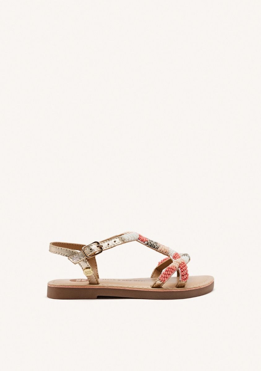 SANDALIAS CUENTAS PIEL DIXMONT - PLATINO