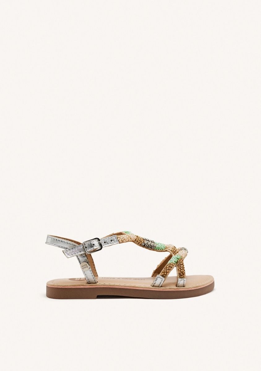 SANDALIAS CUENTAS PIEL DIXMONT - PLATA