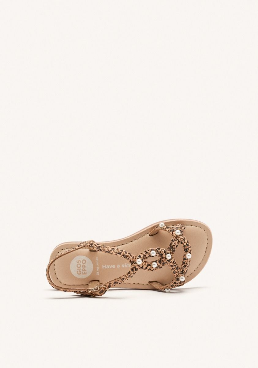 SANDALIAS PERLAS Y PIEL TRENZADA MARTELL - LEOPARDO