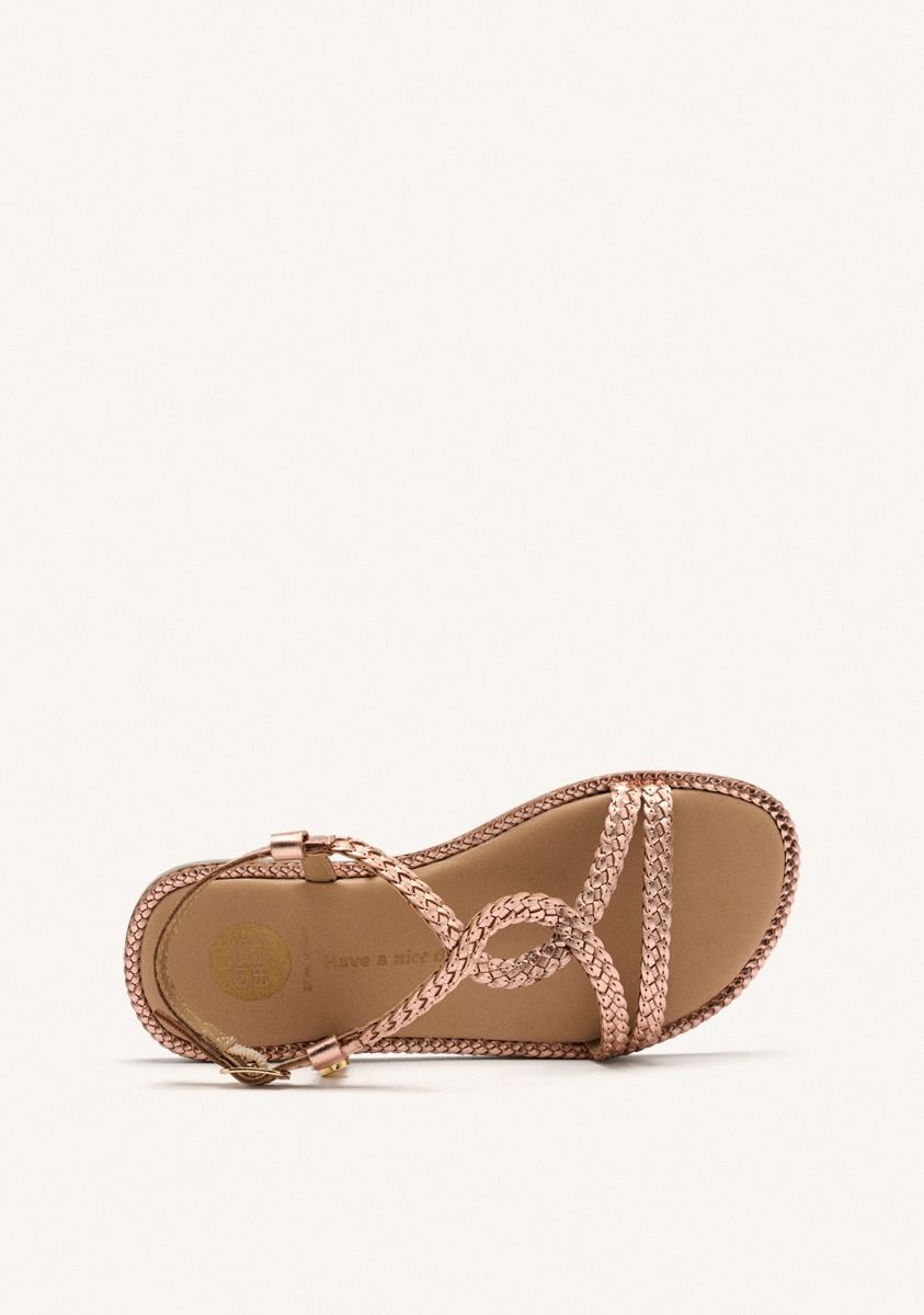 SANDALIAS PIEL TRENZADA SUFFIELD - ORO ROSADO