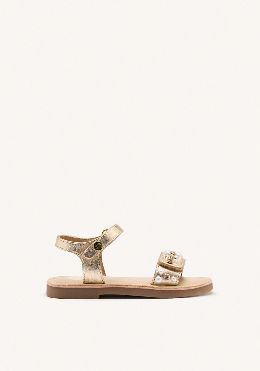SANDALIAS LEOPARDO Y PERLAS PIEL SKANAWAN - PLATINO