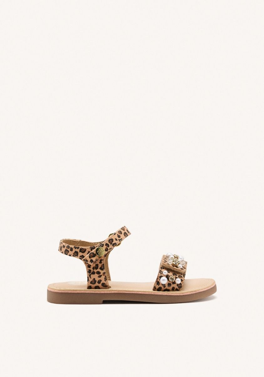 SANDALIAS LEOPARDO Y PERLAS PIEL SKANAWAN - LEOPARDO